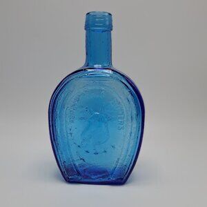 Antique Wheaton Blue Glass Horse Shoe Bottle